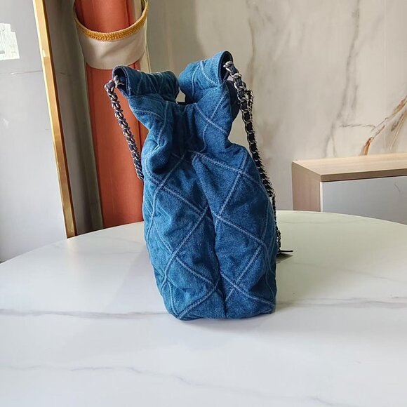 Tory Burch Fleming Soft Denim Drawstring Bag - Picture 3 of 7